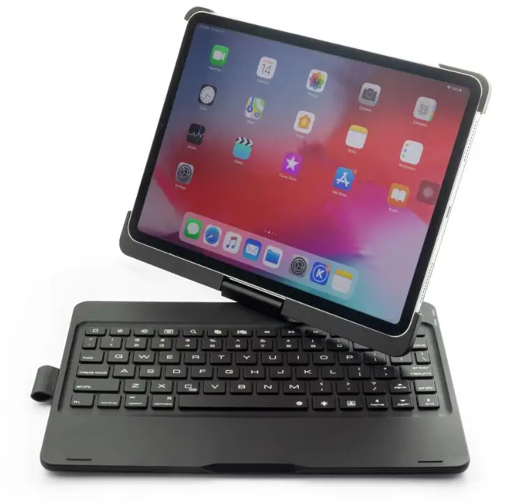 Black 360 градусов вращение Беспроводная Bluetooth клавиатура чехол для iPad Pro 11 дюймов с Красочная светодиодная подсветка - Цвет: Black