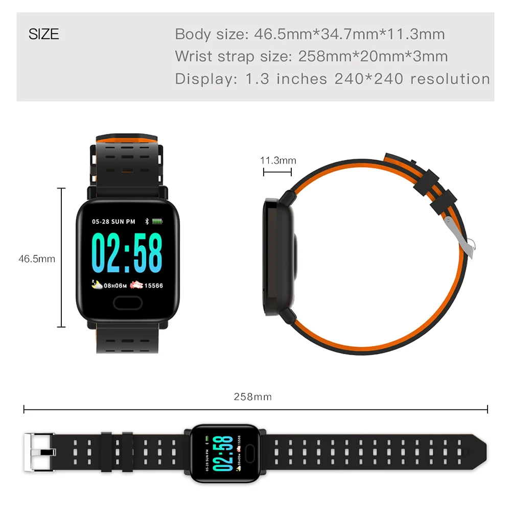 Спортивный смарт-браслет большой цветной экран фитнес-трекер счетчик шагов
