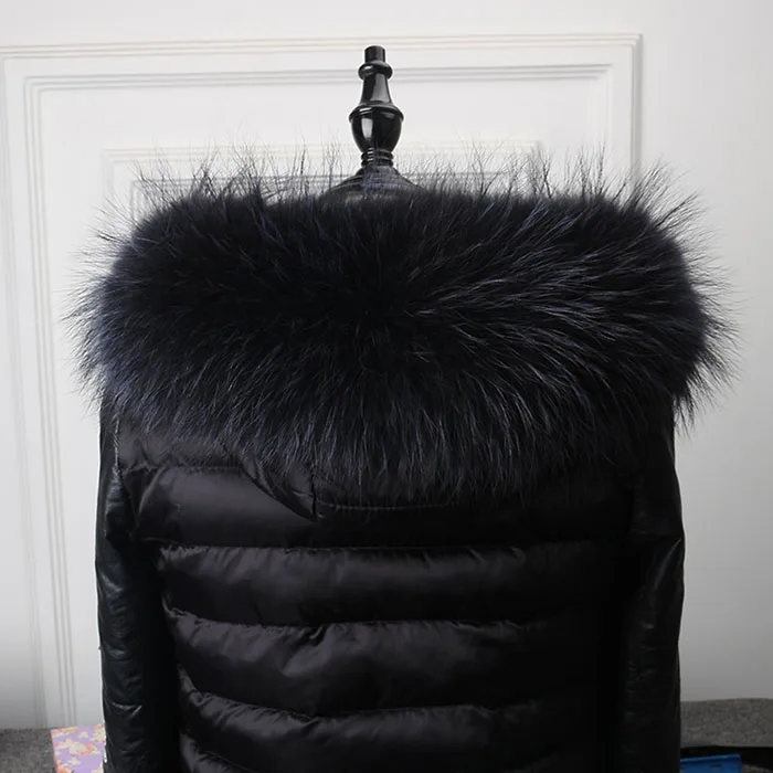 navy blue Pudi SF869 женские манжеты из натурального меха енота длинный натуральный воротник из натурального меха лисы - Цвет: navy blue