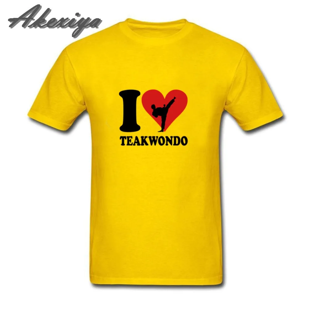 Футболка мужская с принтом I love Teakwondo дизайнерская одежда для фитнеса тенниска из
