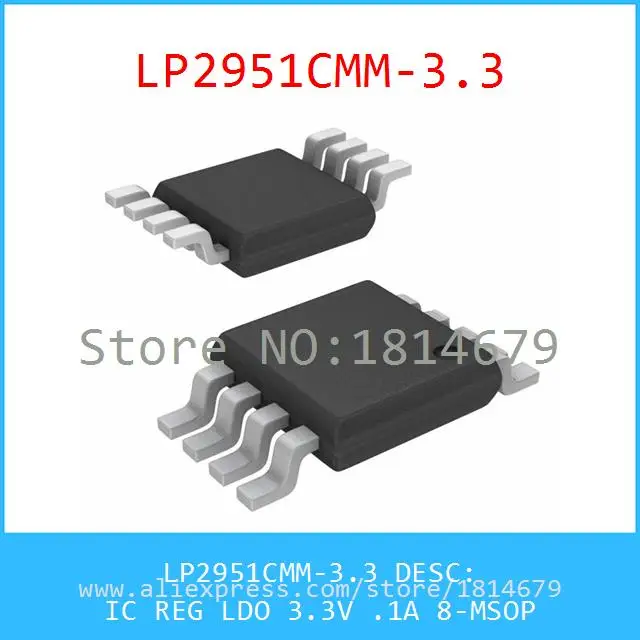 Бесплатная Доставка 3 Шт./лот LP2951CMM-3.3 IC REG LDO 3.3 В. 1A 8-MSOP 2951 LP2951 |