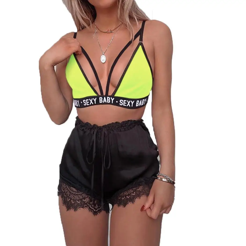 Новый женский модный лоскутный сексуальный бюстгальтер с буквенным принтом