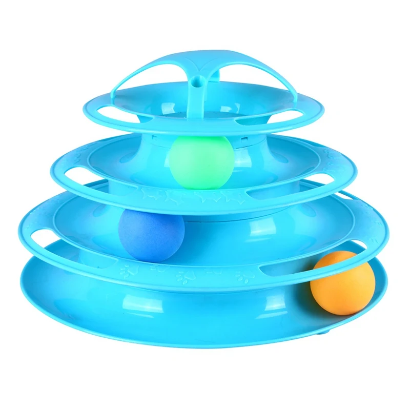 Новое обновление кошка красочные игрушки 4-слойные 4 шарики с колокольчиками котята развлечения диск поворотный стол - Цвет: L