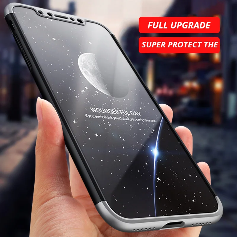 Полная защита чехол для iPhone X XS Max 8 7 6plus 6 6s 5S SE 360 градусов 3in1 Жесткий ПК
