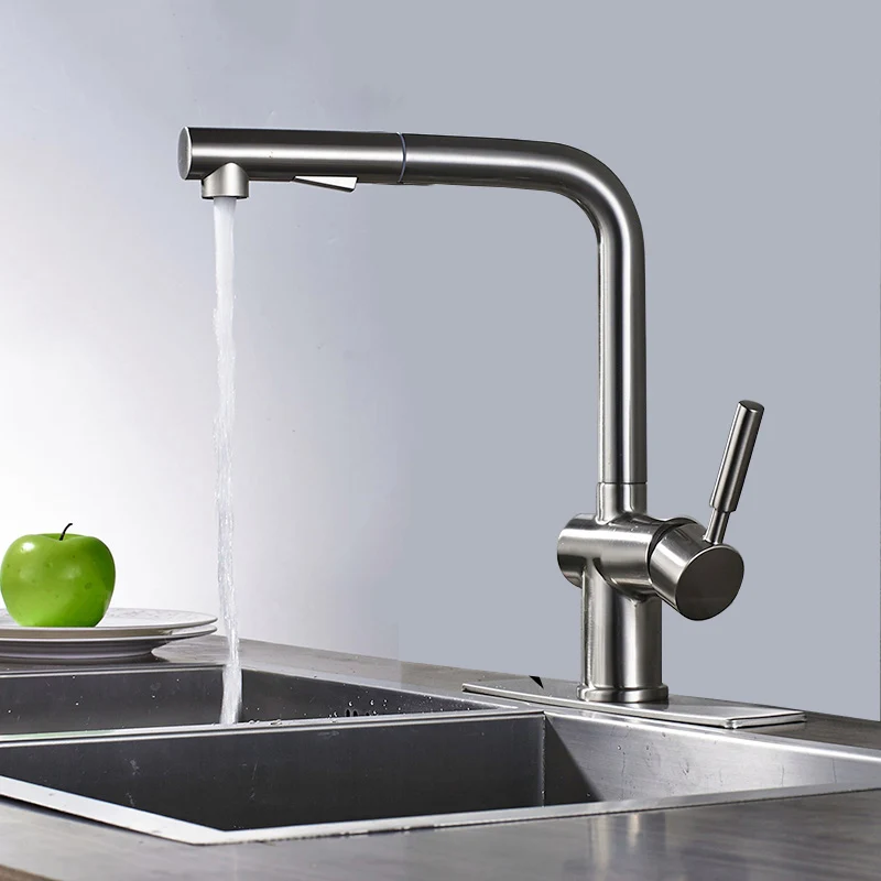 Brushed Nickel B Хром и кухонный кран из матового никеля бортике выдвижной смеситель горячей и холодной воды раковина кран один держатель одно отверстие с латунной - Цвет: Brushed Nickel B