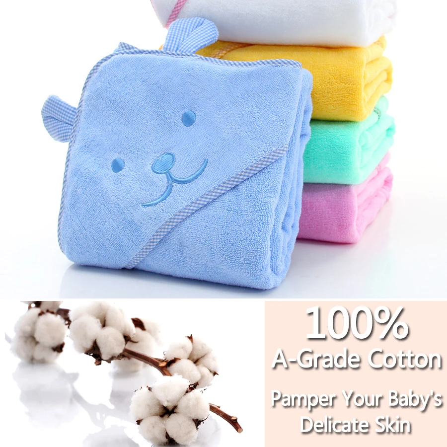 Детское полотенце с капюшоном Пончо детское банное для новорожденных Мягкий