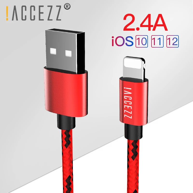 ACCEZZ 2.4A освещение USB кабель для Apple iPhone Xs Max Xr X 8 7 6 6s Plus 5S SE iPad Mini данные синхронизировать мобильный телефон кабели зарядного устройства