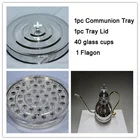 Горячие Новые христианские Причастие из нержавеющей стали, набор с кастрюлей для причастия, флагоны, дополнительные стеклянные маленькие причальные чаши