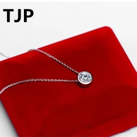 top quality round cubic zircon choker necklace accessories silver 925 pendants necklace for women wedding engagement bijou
