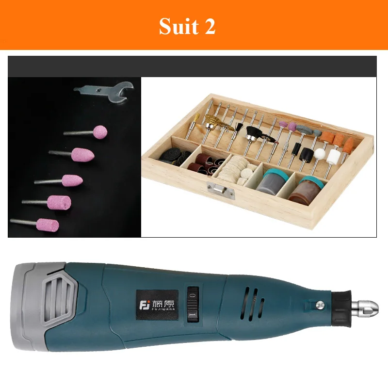 Set2 FUJIWARA 12V литиевая батарея электрический шлифовальный станок 5-ступенчатой регулируемой электрическая дрель гаечный ключ Набор гравировальный станок полировщик - Цвет: Set2