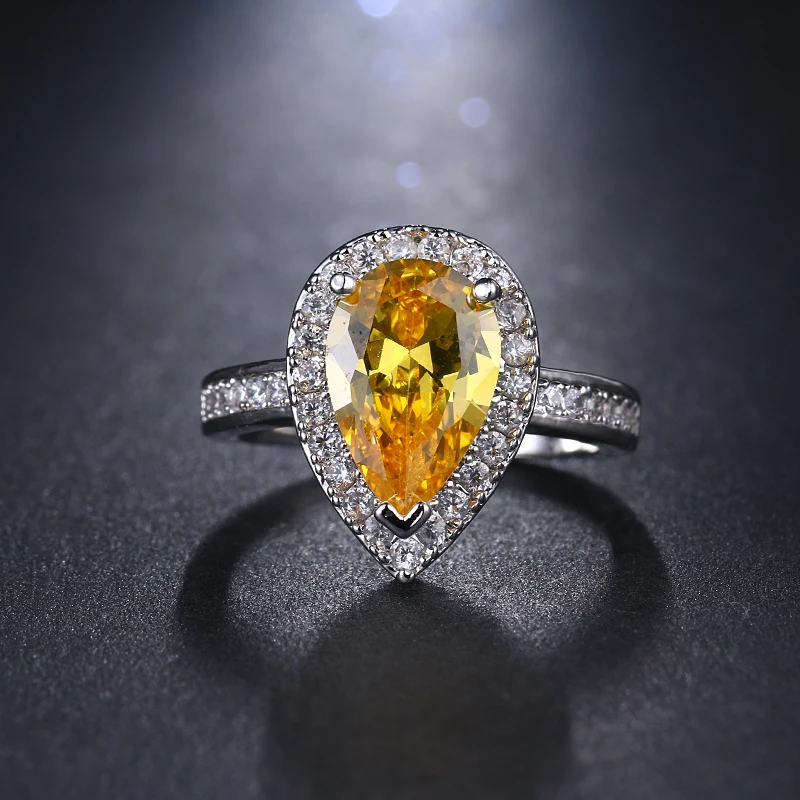 Кольцо EMMAYA JEWELS с фианитом ААА в форме капли воды украшение 3 зубцами и