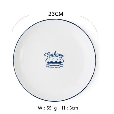 9 inch rice plate Обеденные тарелки американский стиль рисовое блюдо круглый 9 дюймов Творческий мультфильм круглый, белый, керамический под глазурованной Ретро фарфоровое блюдо - Цвет: 9 inch rice plate
