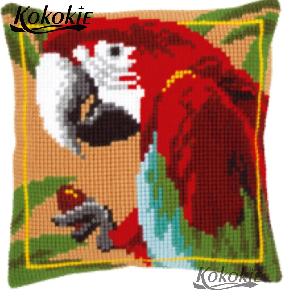 handmade Needlework Sets cross stitch set For parrot thread throw pillow cotton Embroidery kit Counted rug pillowcase | Дом и сад