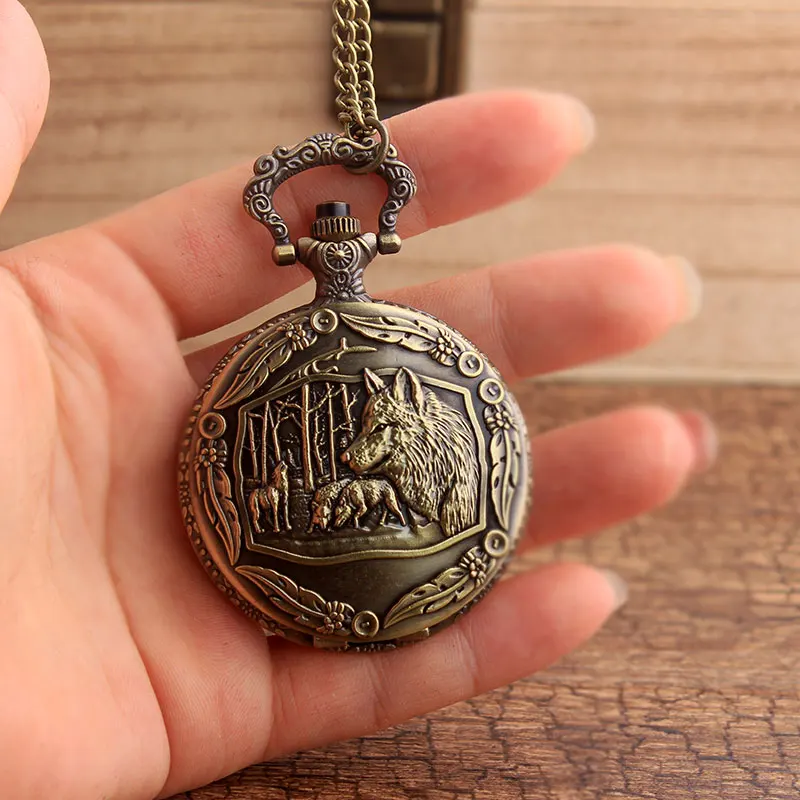 Часы в ретро стиле оригинальные карманные часы с изображением волка для женщин и