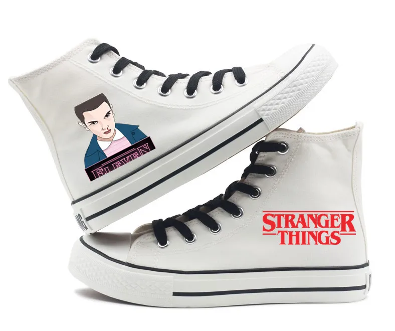 Новые парусиновые туфли с принтом «Stranger Things Eleven 11», «DEMOGORGON», для мужчин, женщин, мальчиков и девочек, унисекс, высокие парусиновые туфли на плоской подошве, 2 цвета