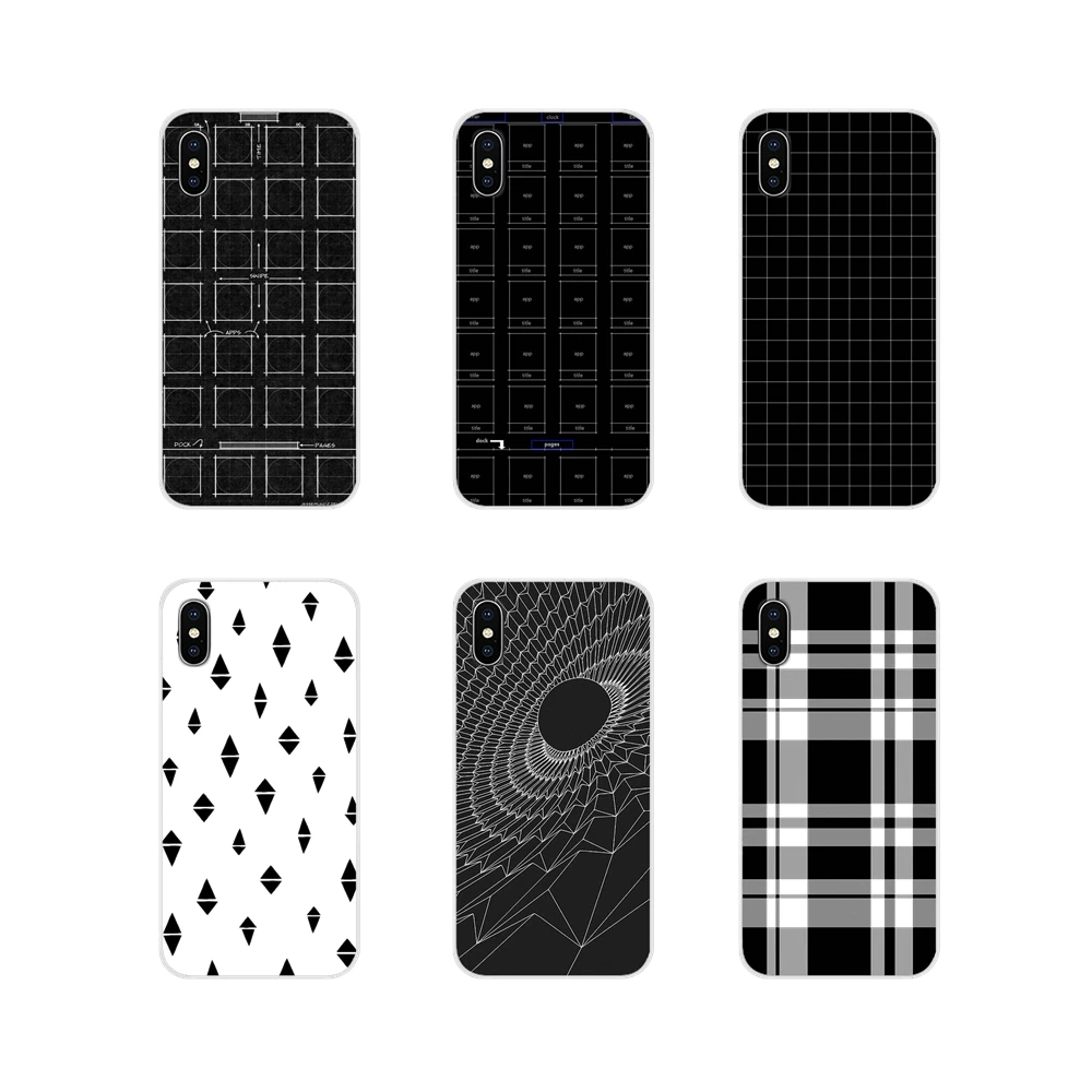 Модный прозрачный чехол из ТПУ в черно-белую клетку стиле ретро для Xiaomi Mi6 A1 5X 6X Redmi