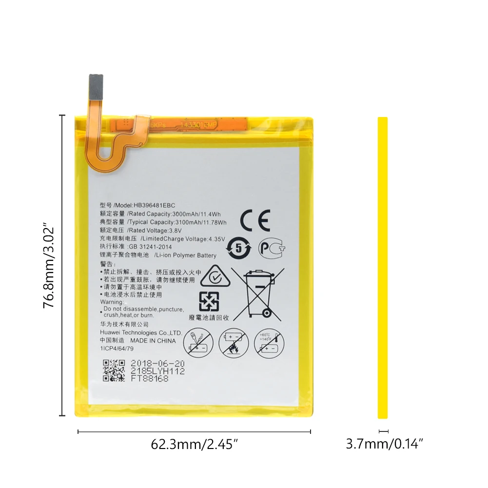 HB396481EBC 3000/3100 мА/ч, Батарея для huawei Honor 5A 5X6 Y6II cam-l21 G7 плюс G8 G8X D199 Замена телефон Батарея