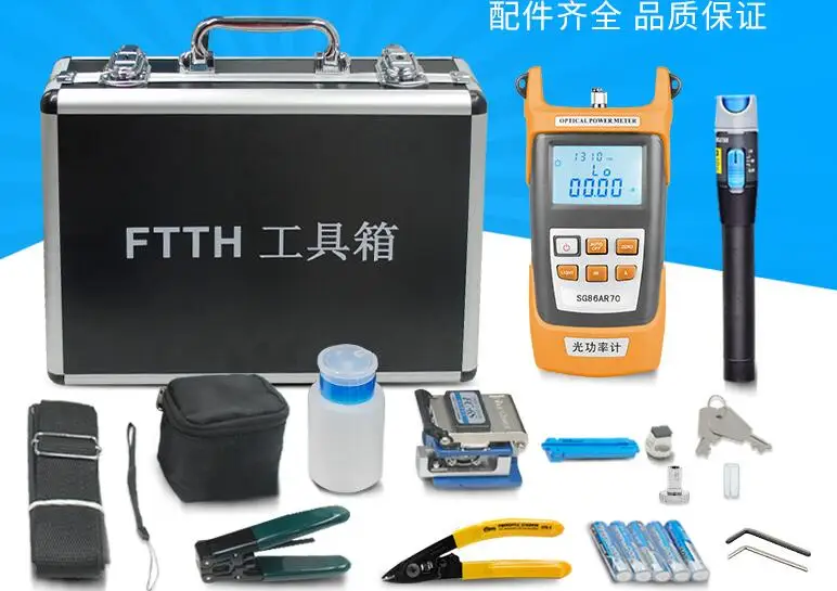 AB9B FTTH FC-6S оптоволоконный Кливер VFL визуальный искатель локатор 1 мВт инструмент для зачистки проводов измеритель мощности набор инструментов чехол