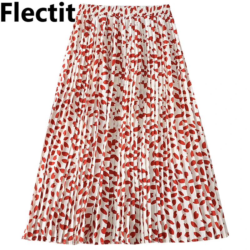 Юбка женская плиссированная до середины икры с эластичным поясом | Женская