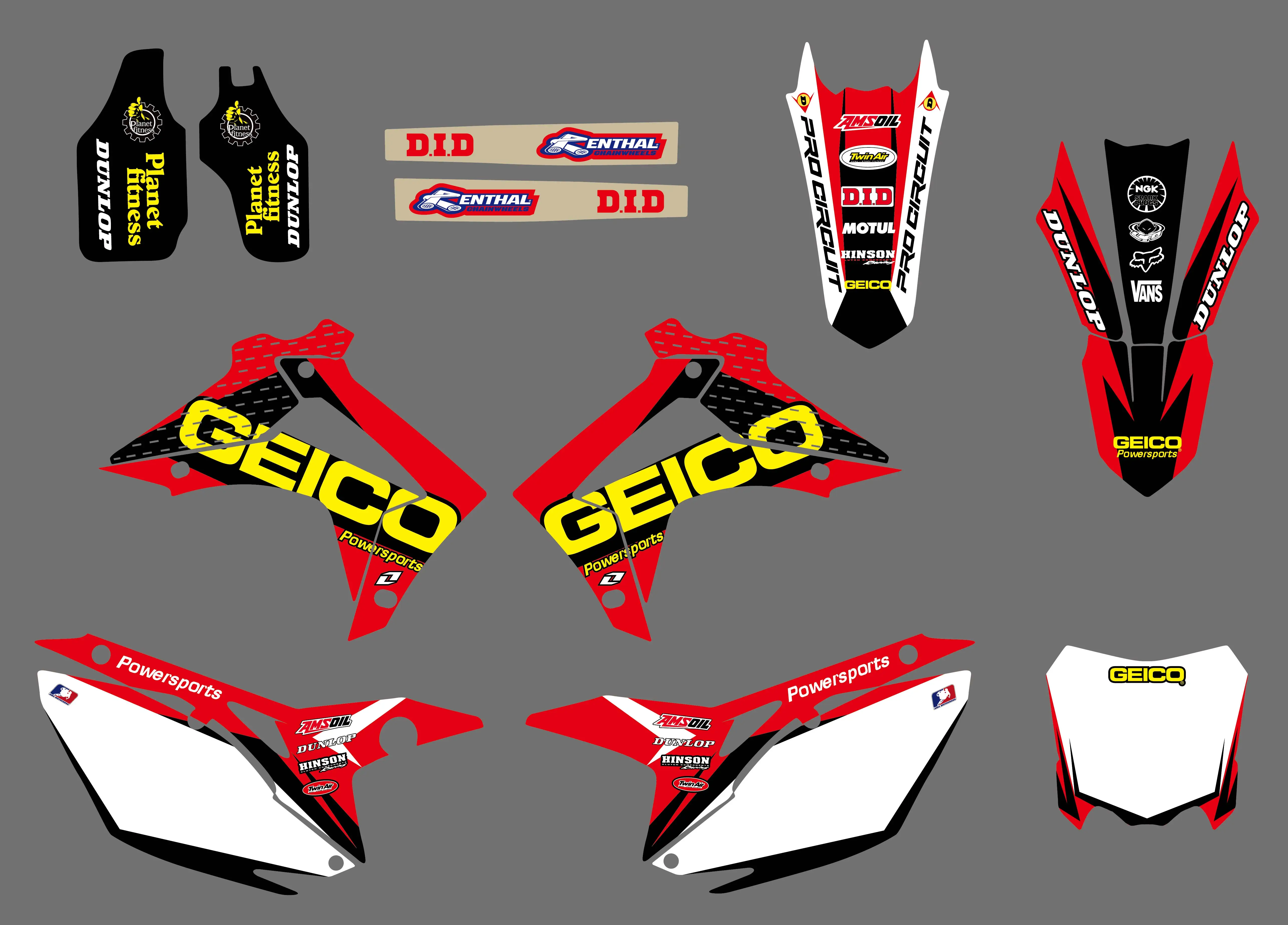 0409 Мотоцикл наклейки Графика Стикеры комплект для Honda CRF250R CRF250 CRF450R CRF450 2013-16 CRF 250R 250 450R 450 - Цвет: 0409