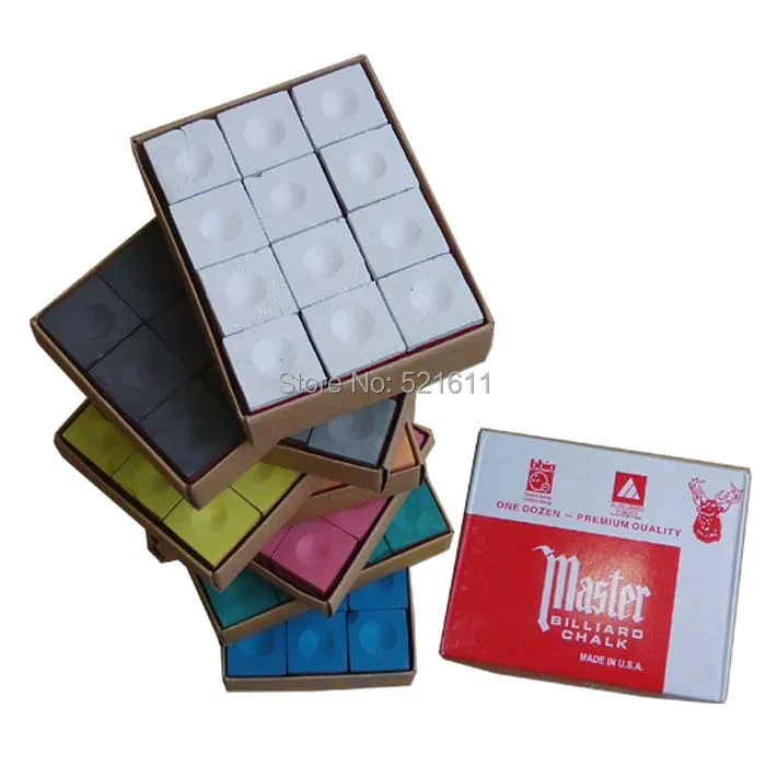 Бесплатная доставка 12 шт./лот мастер бильярдный снукер Мелки цветные мелки