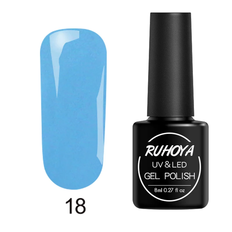 18 Ruhoya цветной УФ-светодиодный Гель-лак DIY для дизайна ногтей Полуперманентная эмаль замачиваемый УФ светодиодный чистый цвет Гель-лак для ногтей Lacuqer - Цвет: 18