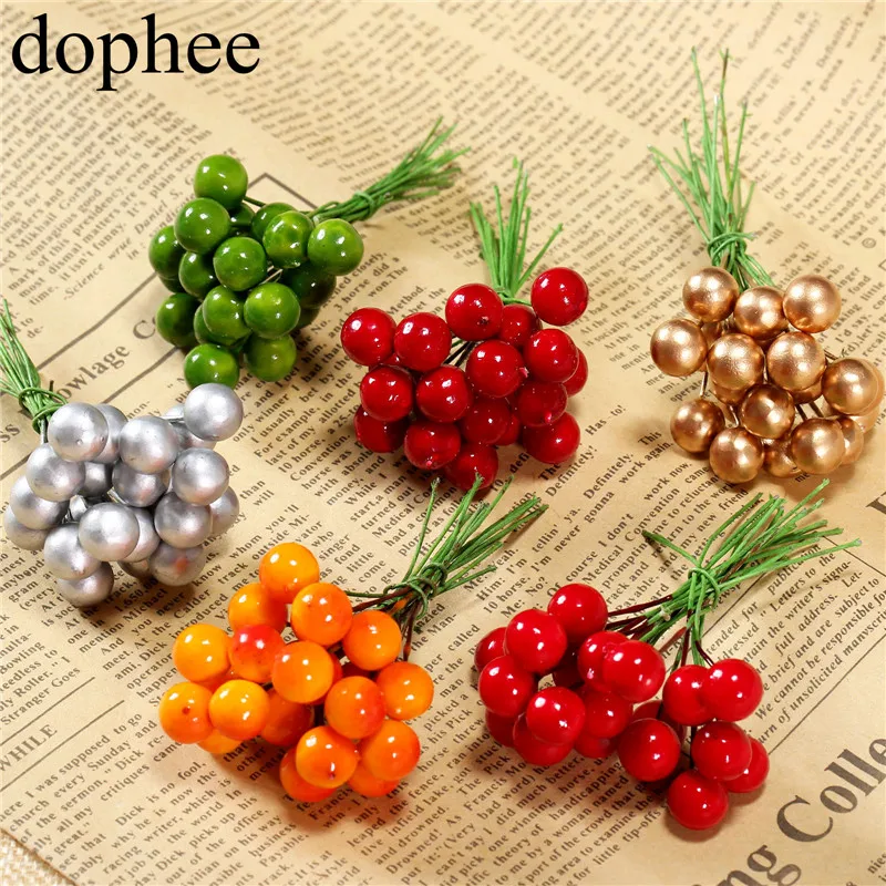 Dohee 100 шт Искусственные ягоды Холли яркие красные ягоды Холли домашняя гирлянда Рождество Dec Новые Красивые 6 цветов