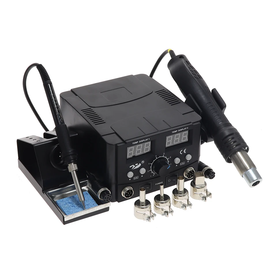 8582D 750 Вт Синий цифровой 2 в 1 SMD паяльная станция Ремонт сварочный паяльник набор PCB