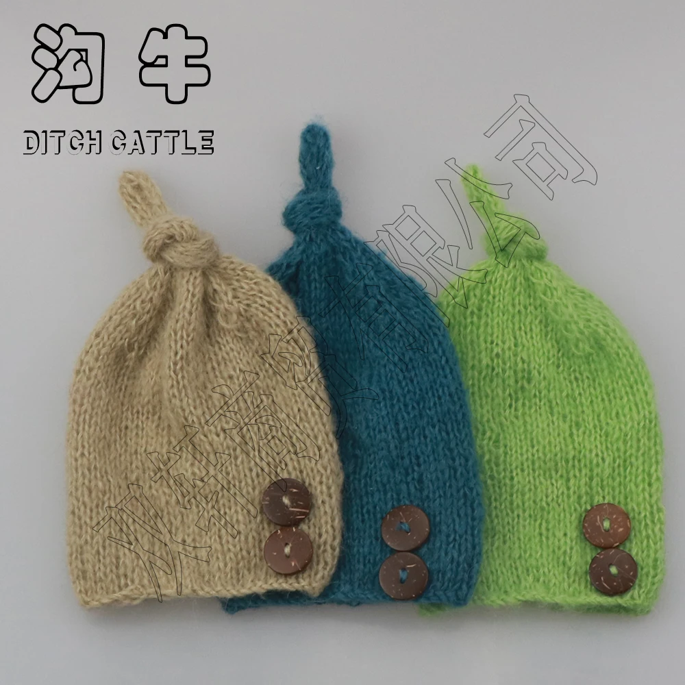 Handcraft Baby hand Knit Mohair Bonnet Photography Props. prop.on Shower Gift | Детская одежда и обувь