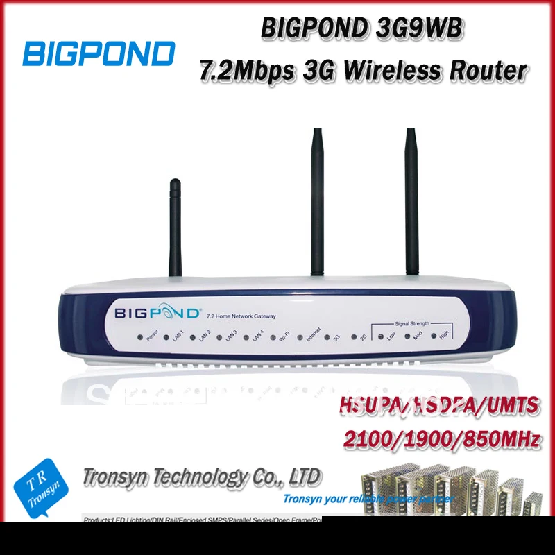 HSDPA 7, 2 / BigPond 3G 9WB 3G     Ethernet RJ45