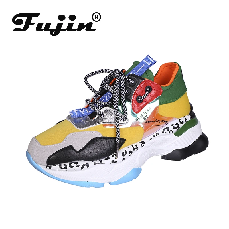 Женские кроссовки на платформе Fujin повседневные мягкие дышащие плоской подошве