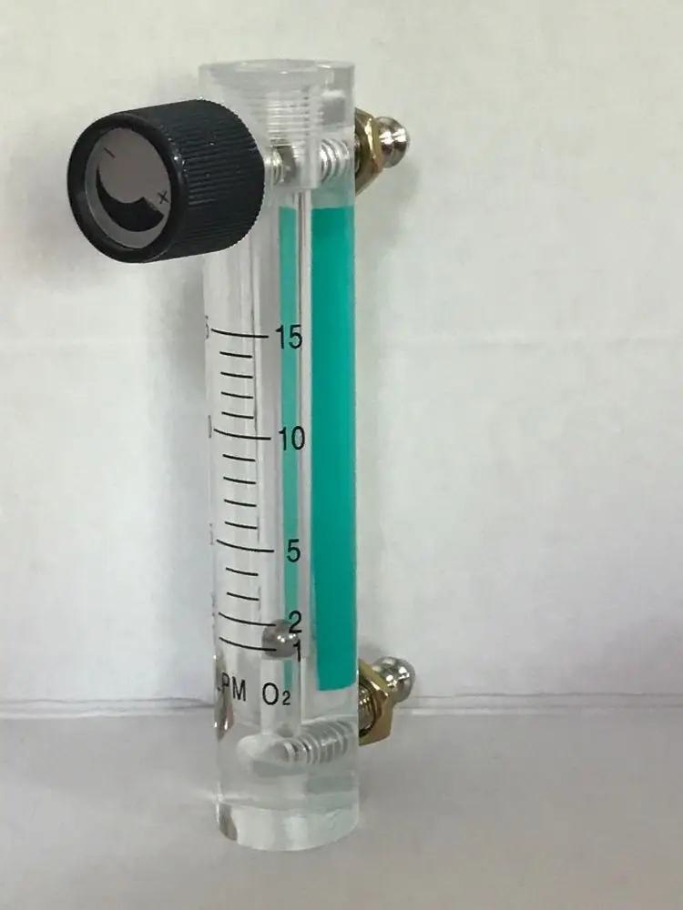 Acrylic Gas Air Oxygen Flow Meter Flowmeter Countor Indicator O2 With Valve brass Connector 0.1Mpa 1-15L/Min height 116mm | Инструменты