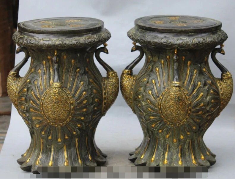 S0332 16 &quotотмеченный дворцом китайской династии Бронзовый позолоченный павлин