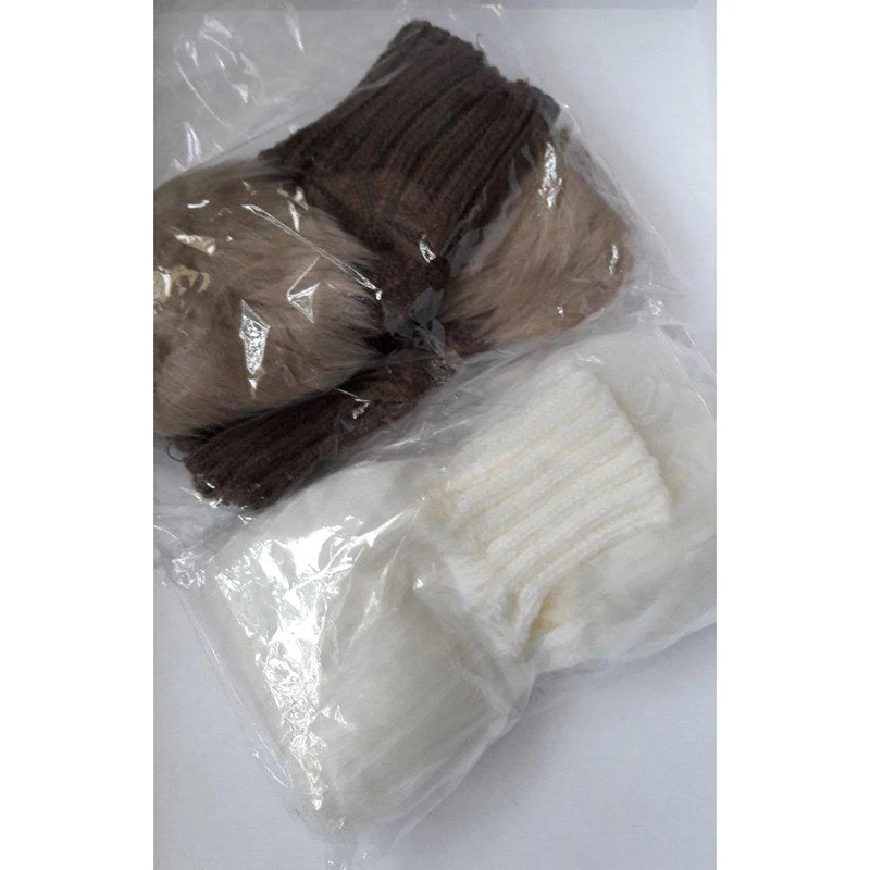 Женские шерстяные варежки без пальцев из кроличьего меха вязаные зимние мягкие