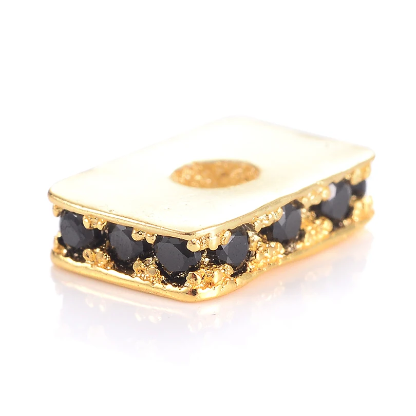 Neovivi Basic Spacer Flat Bead Micro Pave Black CZ Brass Beads for Jewelry Making Bracelets Connector DIY Craft Accessories | Украшения и