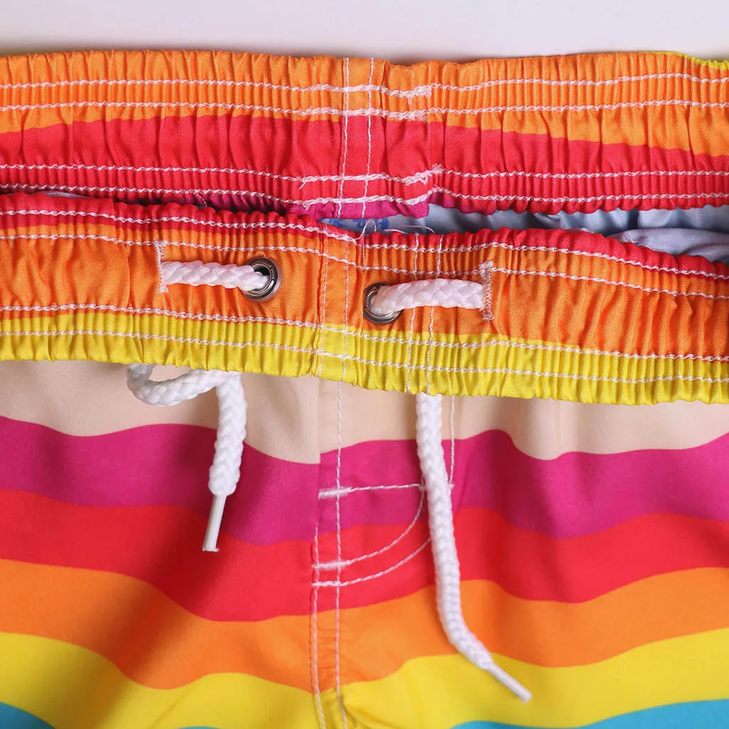 Мужские спортивные шорты в радужную полоску быстросохнущие свободные для пляжа