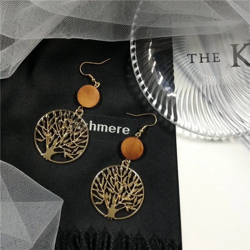 Myelo Новый Винтаж этнические серьги завод Золотой Цвет выдалбливают дерево