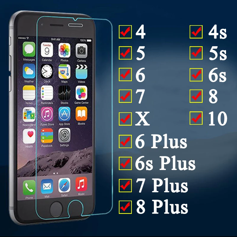 Для iphone 8 plus Защита экрана для x закаленное стекло aphone 4 5 6 ix s 6s 7 Plus 10 apple стеклянная