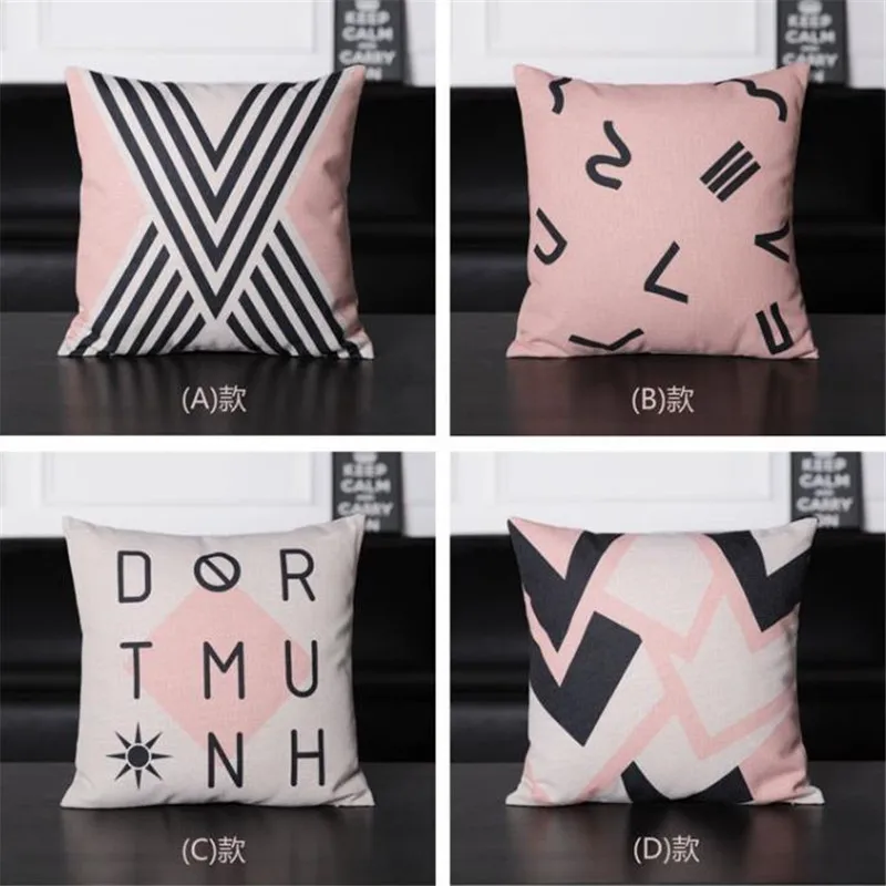 

Pink Green Blue Cushion Home Decor Cat Pillow Linen Cotton Cushions Decorative Throw Pillows cover