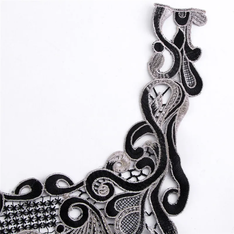 1 шт. Элегантная вышивка черный павлиний хвост цветочный кружевной воротник