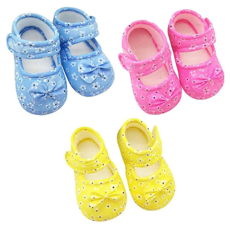 

0-18 Months Infant Prewalker Toddler Girls Kid Bowknot Soft Anti-Slip Crib Shoes