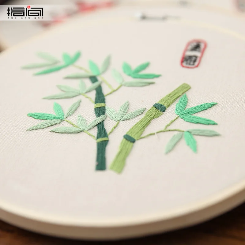 bamboo DIY наборы для вышивки для начинающих рукоделия практическая хлопковая нить живопись новогодний домашний декор вышивка крестиком Слива бамбук - Цвет: bamboo