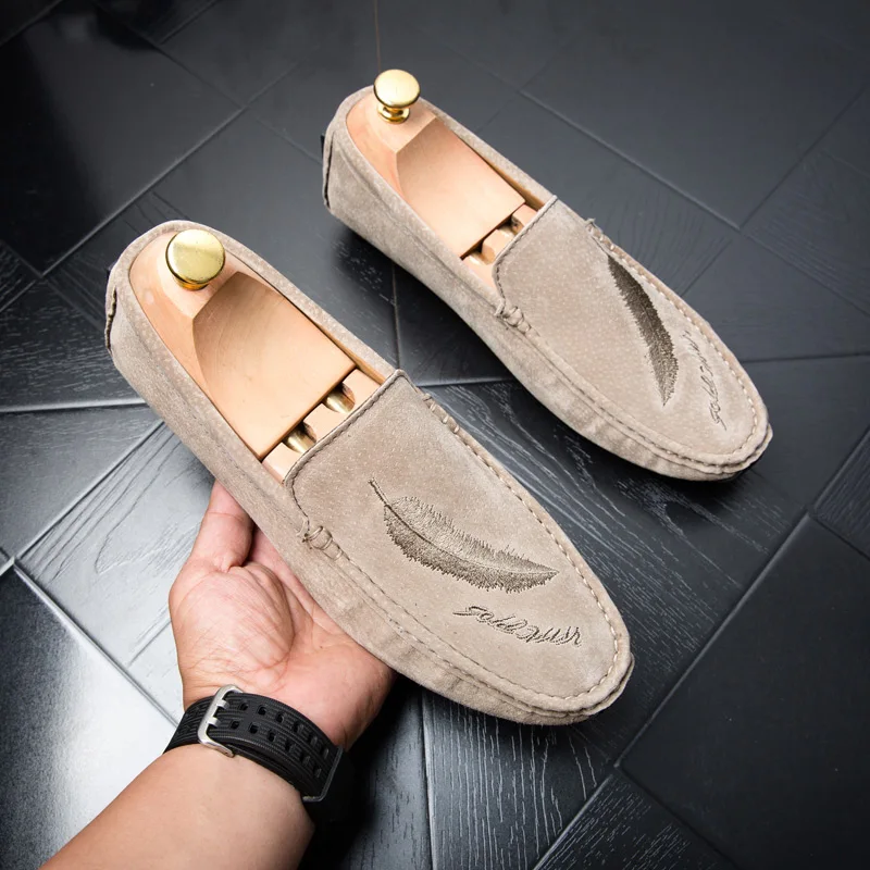 Wandai-A8807-Khaki Mocassin homme/мужские лоферы; повседневная обувь; модная кожаная обувь для вождения; мужские мокасины; мужские лоферы; Цвет Черный - Цвет: Wandai-A8807-Khaki