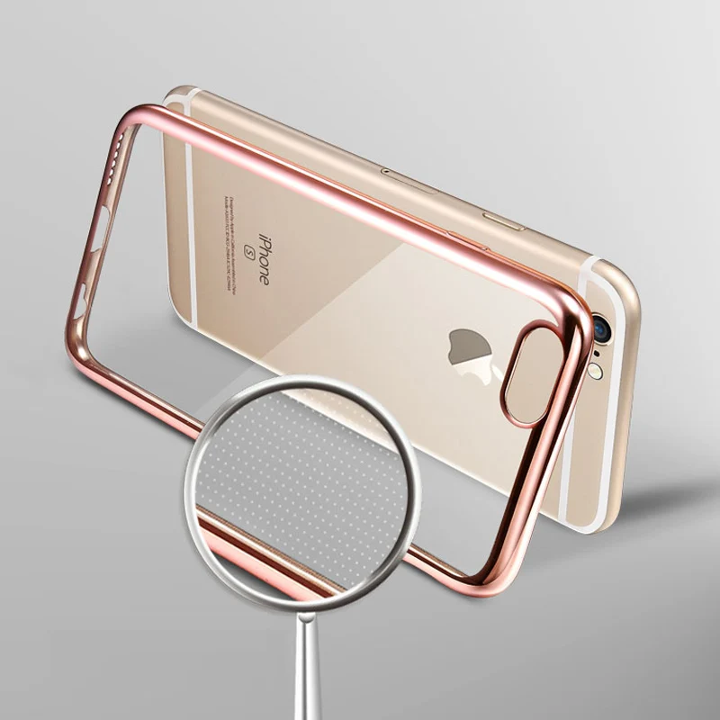 Ультра тонкий прозрачный розовый чехол из розового золота для iphone 6 s защитный