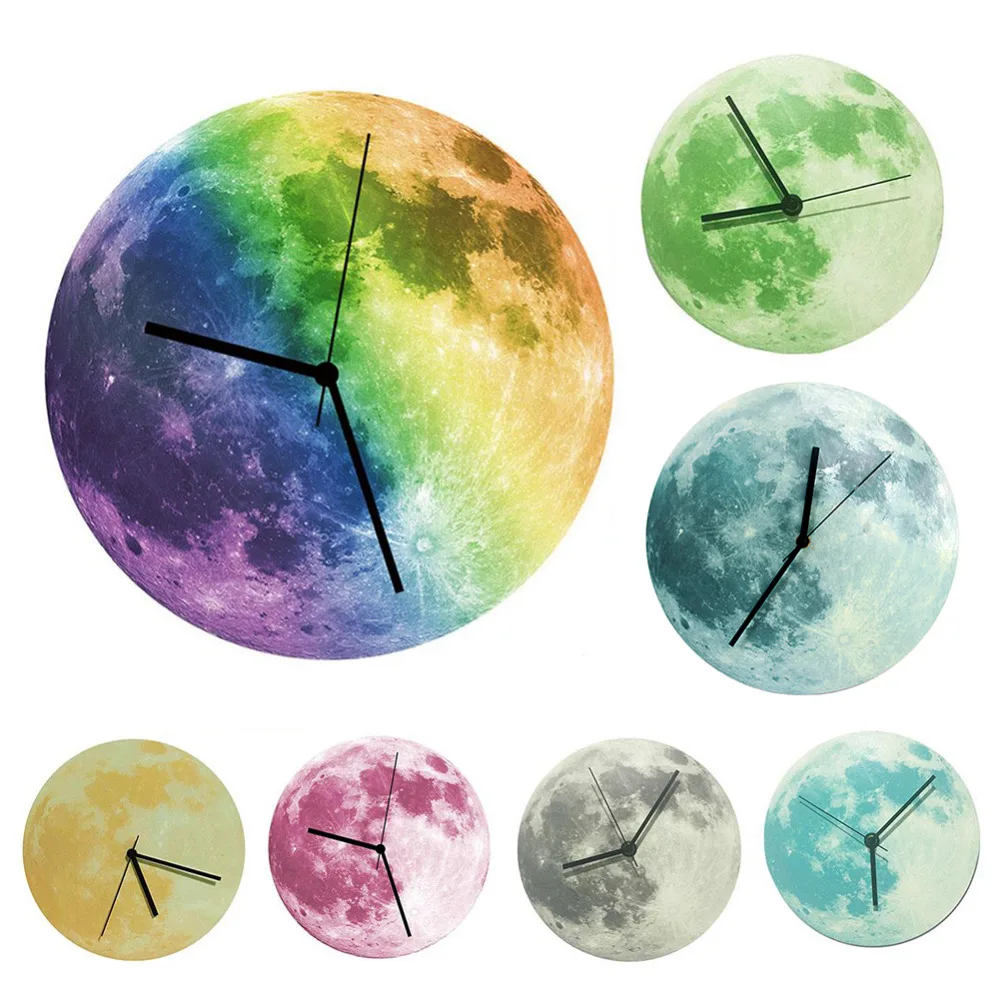 Водонепроницаемый ПВХ настенные часы современный дизайн светящиеся Луна Guess