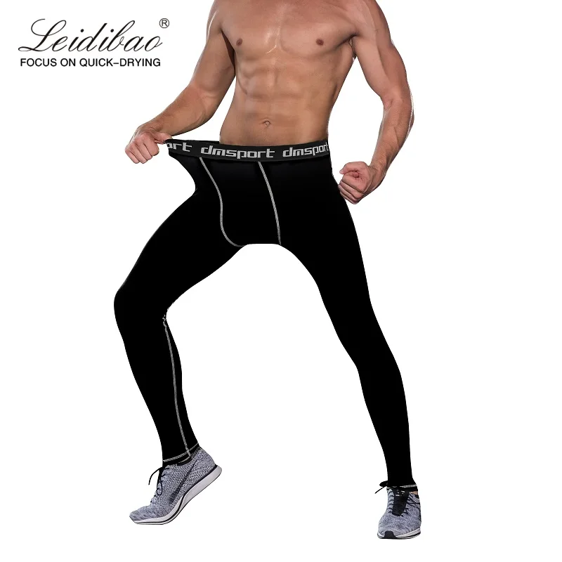 Штаны для бега мужские высокие эластичные колготки со средней Талией Спортивные