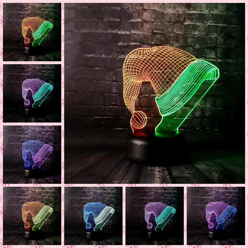 Рождественская шляпа смешанный цвет Ночной светильник 3D светодиодная USB лампа