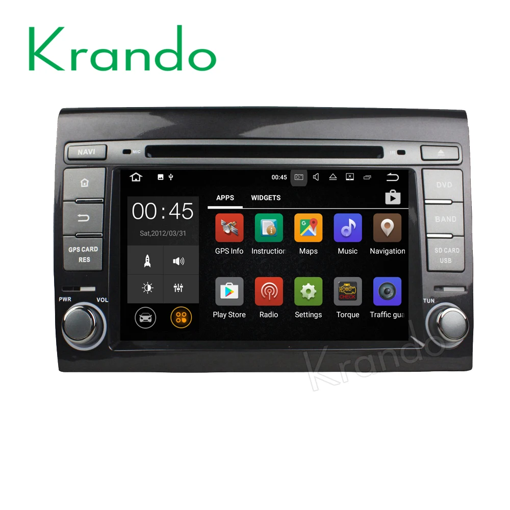 Krando Android 9 0 Автомобильный мультимедийный радио для fiat bravo 2007 2012 автомобильный gps