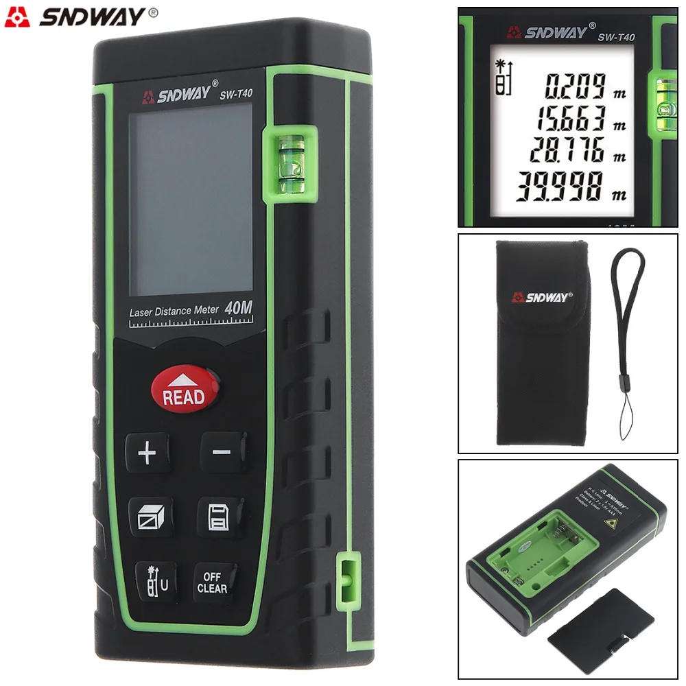 SW T40 40 м портативный многофункциональный дальномер/площадь/объем/Пифагор