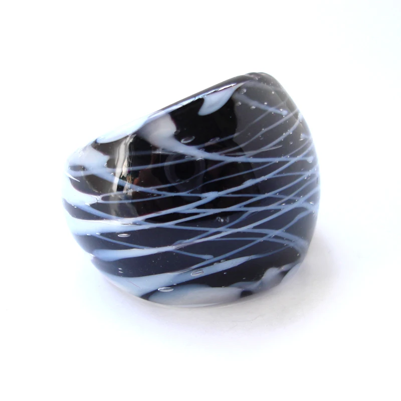 

RED SNAKE Fashion Ring Handmade Black and White line Murano Glass Rings